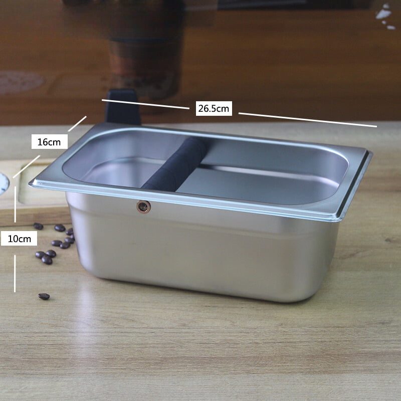 Hình ảnh thực tế Hộp đập bã café espresso Knock box inox cỡ lớn chính hãng Hình ảnh thực tế Hộp đập bã café espresso Knock box inox cỡ lớn chính hãng