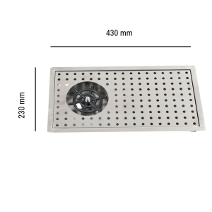 Khay rửa ly âm bàn quầy bar inox hình chữ nhật 230 x 430mm