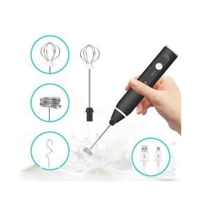 Máy tạo bọt sữa xạc USB 2 loại đầu khuấy cafe và đánh trứng
